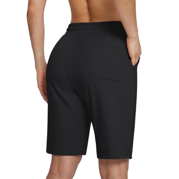 NWT Baleaf Athletic Shorts Womens XS Black Stretch Drawstring Bermuda Athleisure - Picture 2 of 7